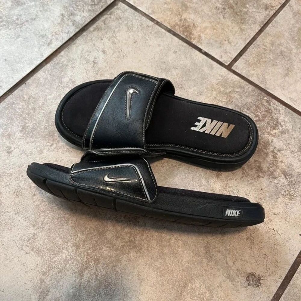 Nike retro style Comfort Slide 2 Black Silver Memory Foam Sandals Men’s 8